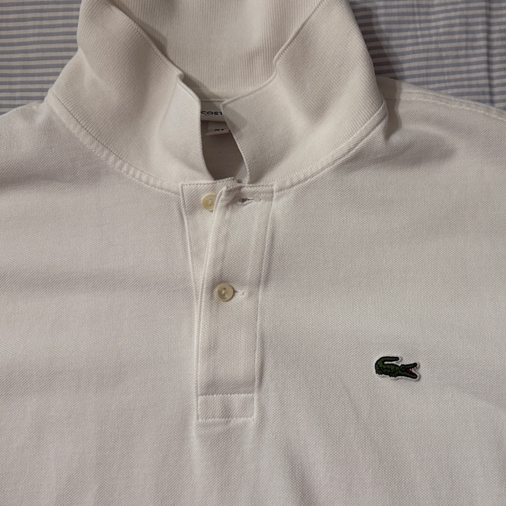 Lacoste White Polo Shirt with Green Logo